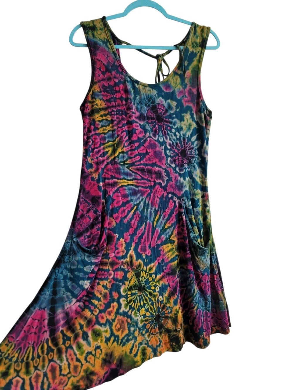 Kathmandu Imports Jewel Toned Tank Swing Dress Bohemian Hippie Stretch Viscose